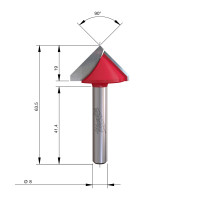 MILWAUKEE V-drážkovací fréza, stopka 8 mm, 31,7 / 63,5 mm – 1 ks 4932500954