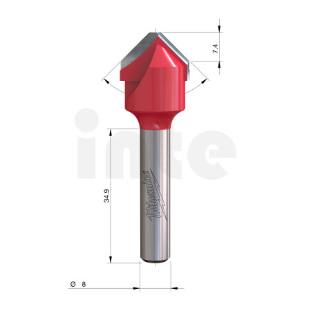 MILWAUKEE V-drážkovací fréza pro hliník, stopka 8 mm, 18 / 60 mm – 1 ks 4932500956