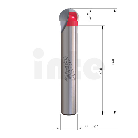 MILWAUKEE Žlábkovací fréza s rádiusem, upínání 8 mm, 9,5 / 50,8 mm – 1 ks 4932500968