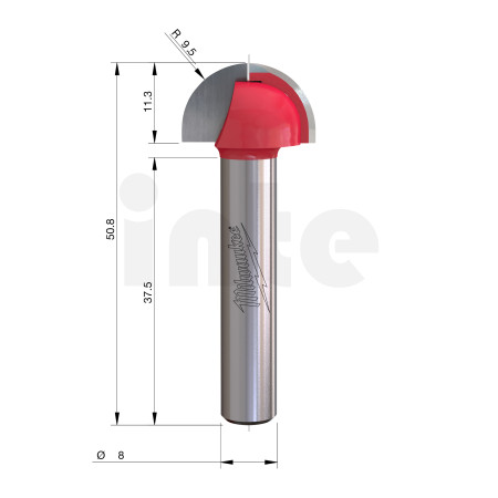 MILWAUKEE Žlábkovací fréza s rádiusem, upínání 8 mm, 19/50,8 mm – 1 ks 4932500971