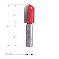 MILWAUKEE Žlábkovací fréza s rádiusem, upínání 12 mm, 19 / 73 mm – 1 ks 4932500975