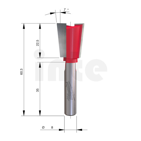 MILWAUKEE Fréza 8mm stopka, rybinová 19/60,3 mm – 1 ks 4932500979