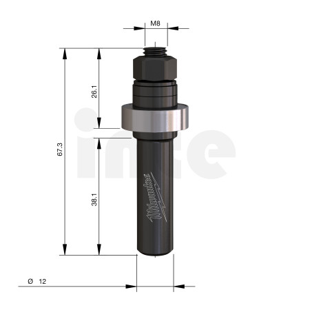 MILWAUKEE Frézovací trn se stopkou 12 mm – 1 ks 4932500983