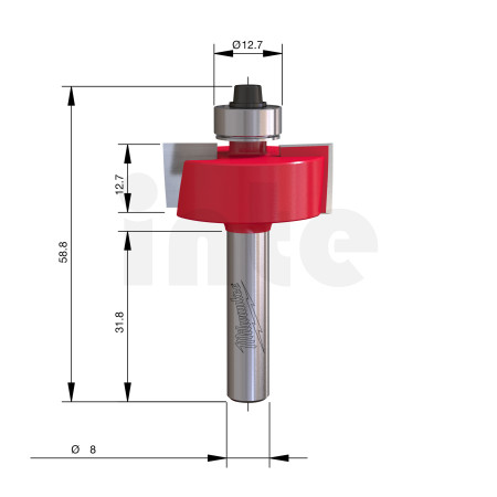 MILWAUKEE Falcovací fréza, stopka 8 mm, 31,7 / 9,5 mm – 1 ks 4932500997