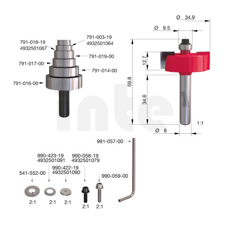 MILWAUKEE Falcovací fréza, stopka 8 mm, 34,9 mm / 0–12,7 mm – 1 ks 4932500999
