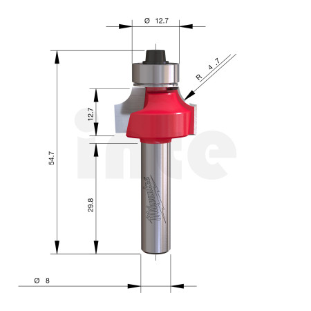MILWAUKEE Zaoblovací fréza, stopka 8 mm, 22,2 / 54 mm – 1 ks 4932501026