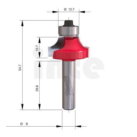 MILWAUKEE Zaoblovací fréza, stopka 8 mm, 25,4 / 54 mm – 1 ks 4932501027