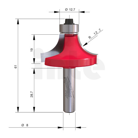 MILWAUKEE Zaoblovací fréza, stopka 8 mm, 38,1 / 61 mm – 1 ks 4932501030