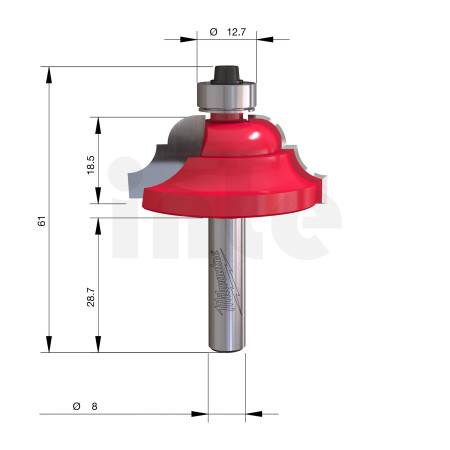 MILWAUKEE Fréza Roman Ogee se stopkou 8 mm, 42,8 mm – 1 ks 4932501038