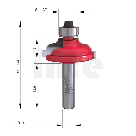 MILWAUKEE Fréza Roman Ogee se stopkou 8 mm, 34 mm – 1 ks 4932501039