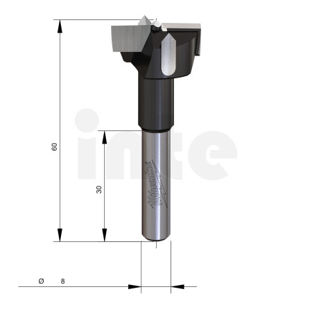 MILWAUKEE Vrták na miskové panty, stopka 8 mm, průměr 25 mm – 1 ks 4932501043