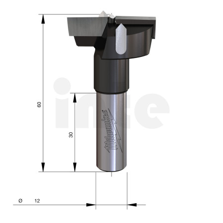 MILWAUKEE Vrták na miskové panty, stopka 12 mm, průměr 35 mm – 1 ks 4932501047