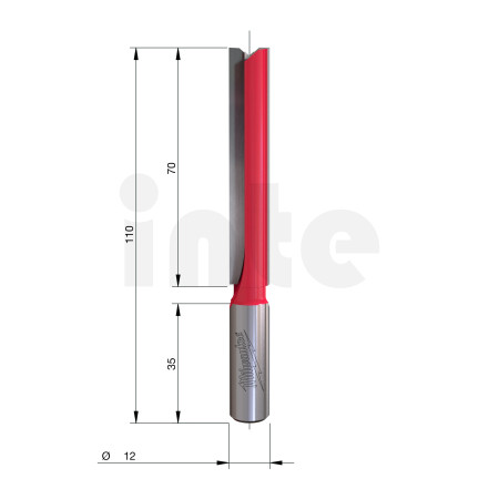 MILWAUKEE Rovná fréza, stopka 12 mm, 2C 12/110 mm – 1 ks 4932501169