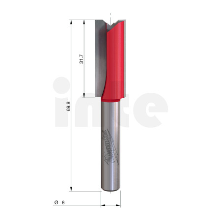 MILWAUKEE Rovná fréza, stopka 8 mm, 2C 12,7/70 mm – 1 ks 4932501170