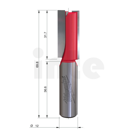 MILWAUKEE Rovná fréza, stopka 12 mm, 2C 15/70 mm – 1 ks 4932501171
