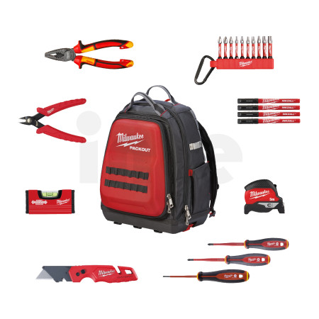 MILWAUKEE Sada nářadí pro elektrikáře v batohu PACKOUT, 23dílná 4932501189