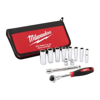 MILWAUKEE Sada ráčny a nástrčných klíčů, 3/8", 12ks 4932501196