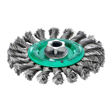 MILWAUKEE Kotoučový kartáč M14 115×14 mm, nerezový, splétaný drát 0,5 mm – 1 ks 4932501739