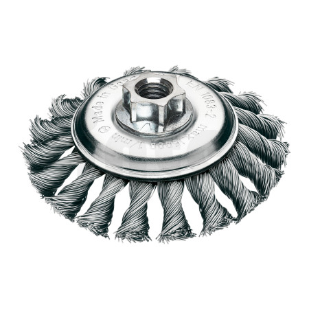 MILWAUKEE Kuželový kartáč M14 100×12 mm, ocelový, splétaný drát 0,5 mm – 1 ks 4932501744