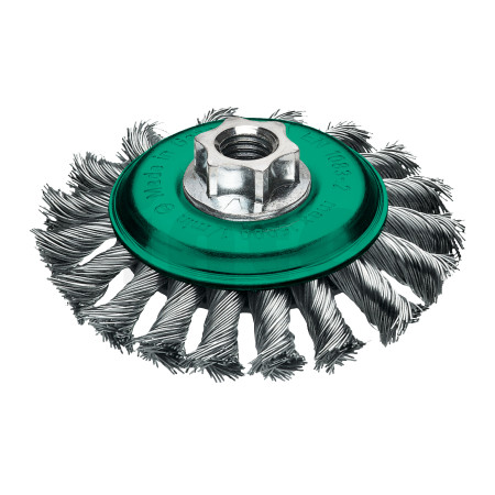 MILWAUKEE Kuželový kartáč M14 115×12 mm, nerezový, splétaný drát 0,5 mm – 1 ks 4932501747