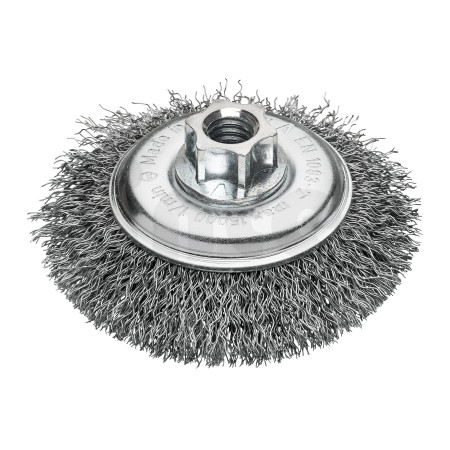 MILWAUKEE Šikmý kartáč M14 100×10 mm, ocelový, vlnitý drát 0,35 mm – 1 ks 4932501748