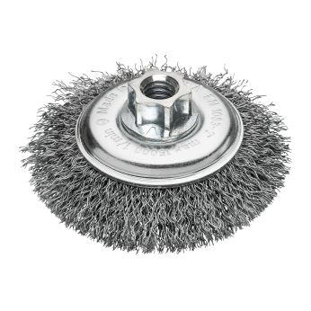 MILWAUKEE Šikmý kartáč M14 100×10 mm, ocelový, vlnitý drát 0,35 mm – 1 ks 4932501748