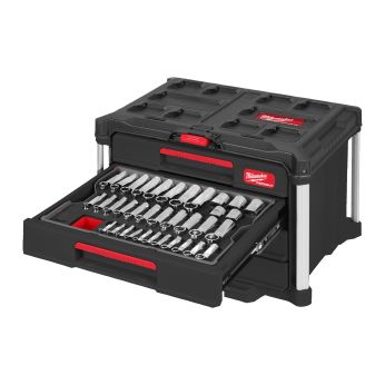 MILWAUKEE 244dílná plně vybavená sada ráčen a nástrčných hlavic PACKOUT™ 1/4˝, 3/8˝ a 1/2˝ 4932501864