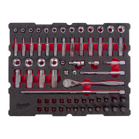 MILWAUKEE Sada 3/8″ ráčny a nástrčných hlavic v pěnové vložce PACKOUT™ 67 ks 4932501868