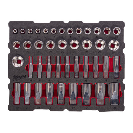 MILWAUKEE Sada hlavic ½″ v pěnové vložce PACKOUT™ 42 ks 4932501869