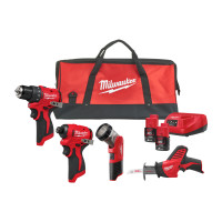 MILWAUKEE M12 BLPP4A-202B sada aku nářadí 4dílná BLDDRC + BLIDRC + TLED + HZ v tašce (2x 2,0Ah baterie + nabíječka) 4933499693