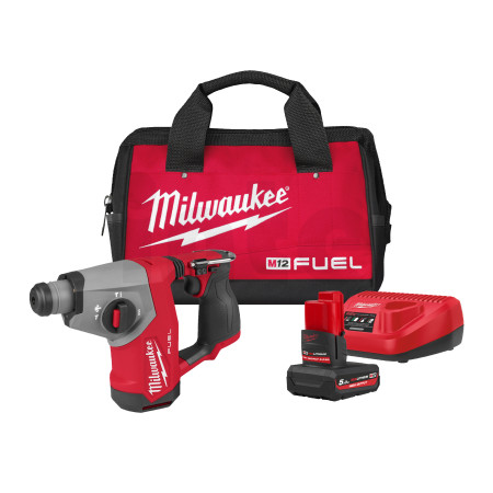 MILWAUKEE M12 FHAC16-501B FUEL Aku kompaktní kombinované kladivo SDS-Plus 16 mm, aku M12 HB5 + C12 C 4933500781