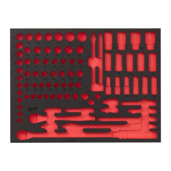 MILWAUKEE Náhradní pěnová vložka pro sadu 1/2″ ráčny a rázových nástrčných hlavic v pěnové vložce pro vozíky 46″/36″, 85 ks 4932