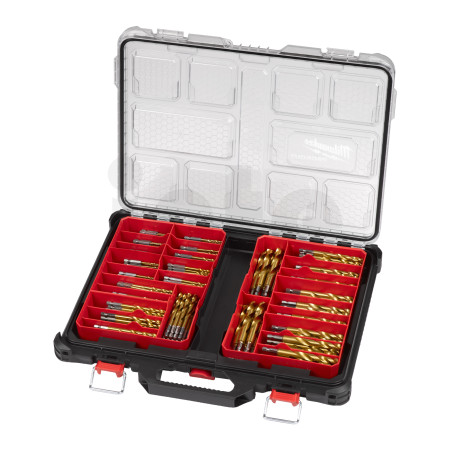 MILWAUKEE SHOCKWAVE™ sada vrtáků HSS-G TiN Red Hex v kufru, 220 ks 4932502132