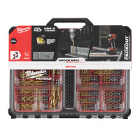MILWAUKEE SHOCKWAVE™ sada vrtáků HSS-G TiN Red Hex v kufru, 220 ks 4932502132