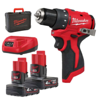 MILWAUKEE M12 BLDDRC-402C FUEL Aku vrtací šroubovák, aku vrtačka, 2x aku M12 B4 + M12 C12 C + Kufr, 4933499688