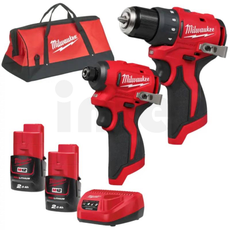 MILWAUKEE M12 BLPP2D-202B Aku sada nářadí M12 BLDDRC + M12 BLIDRC 2x aku M12 B2 + 1x M12 C12 C + taška 4933500139
