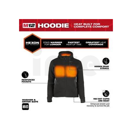 MILWAUKEE M12 HHLBL5-0 (L) HEXON Dámská vyhřívaná mikina s kapucí černá 4932499196