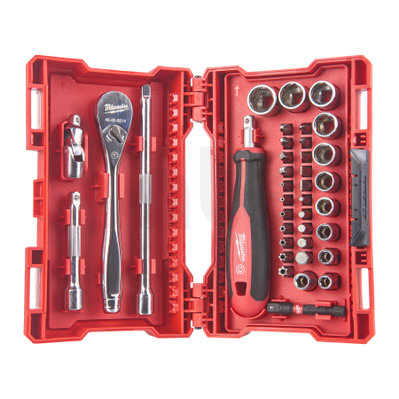 MILWAUKEE 1/4" Ratchet & Driver & Socket set Sada 1/4" ráčny, šroubováku a hlavic 4932479096