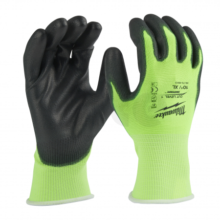 MILWAUKEE Povrstvené rukavice s vysokou viditelností a třídou ochrany proti proříznutí 1/A - 10/XL -