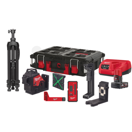 MILWAUKEE M12 3PL Sada laseru M12™ 360° se zeleným paprskem se 3 rovinami a příslušenství 4933478960