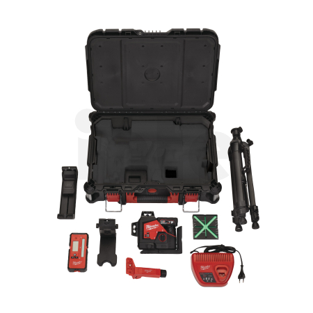MILWAUKEE Sada laseru M12™ 360° se zeleným paprskem se 3 rovinami a příslušenství 4933478960