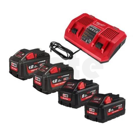 MILWAUKEE Sada akumulátorů a nabíječky M18 HNRG02-824, 2x8.0Ah, 2x12.0Ah 4932492934
